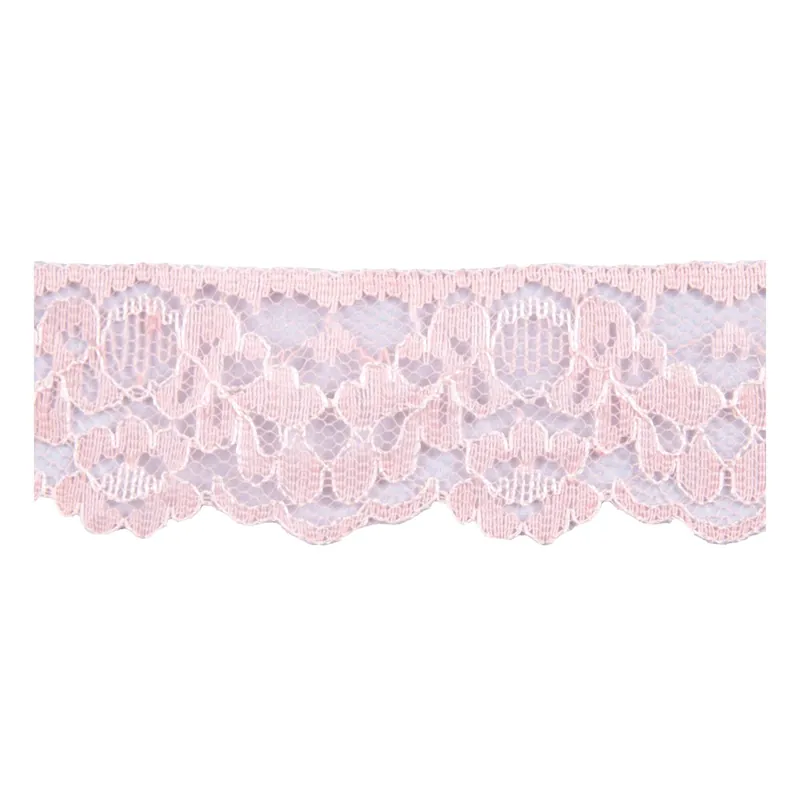 Salmon Pink 35mm Floral Nylon Lace Trim by the Metre Hassle-Free Returns