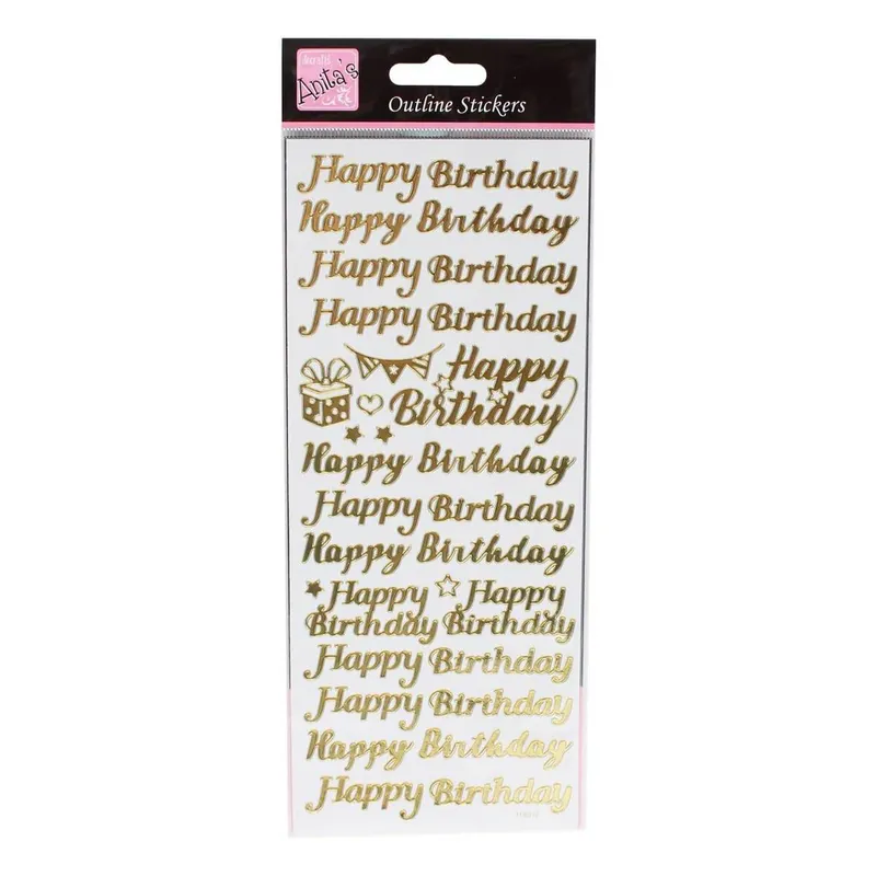 Anita's Gold Happy Birthday Outline Stickers Top Pick