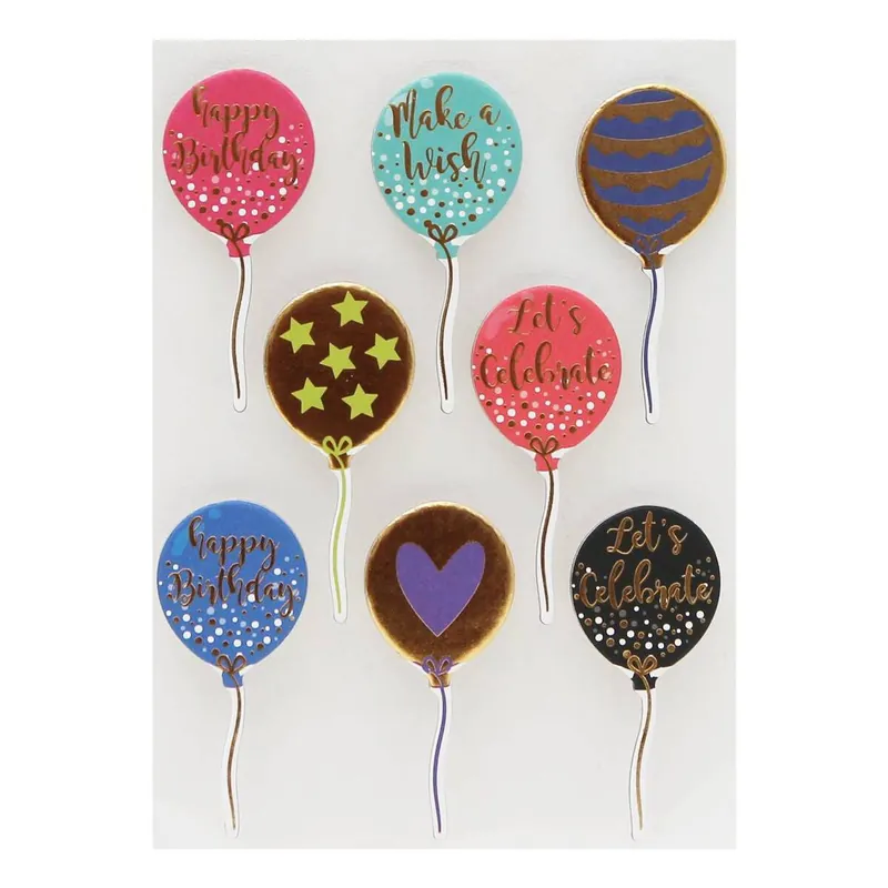 Birthday Balloon Chipboard Toppers 8 Pack Bulk Order
