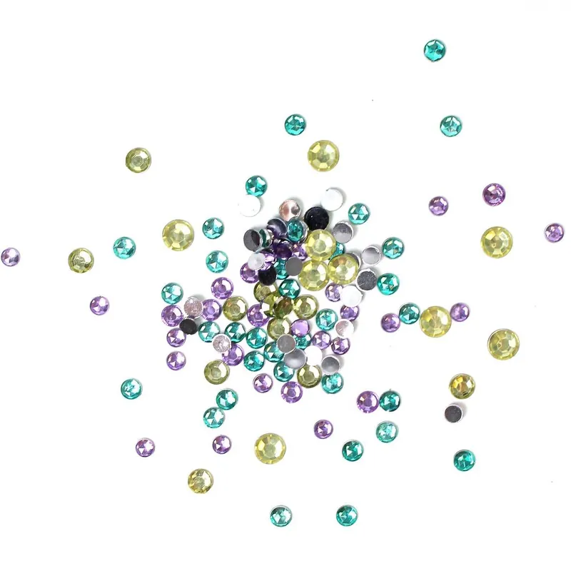 Purple, Green and Yellow Assorted Round Gems 90g Worldwide Shipping