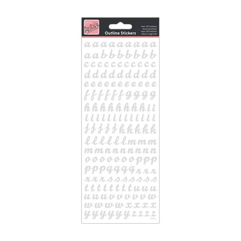 Anita's Silver Script Lowercase Alphabet Outline Stickers Grab Now