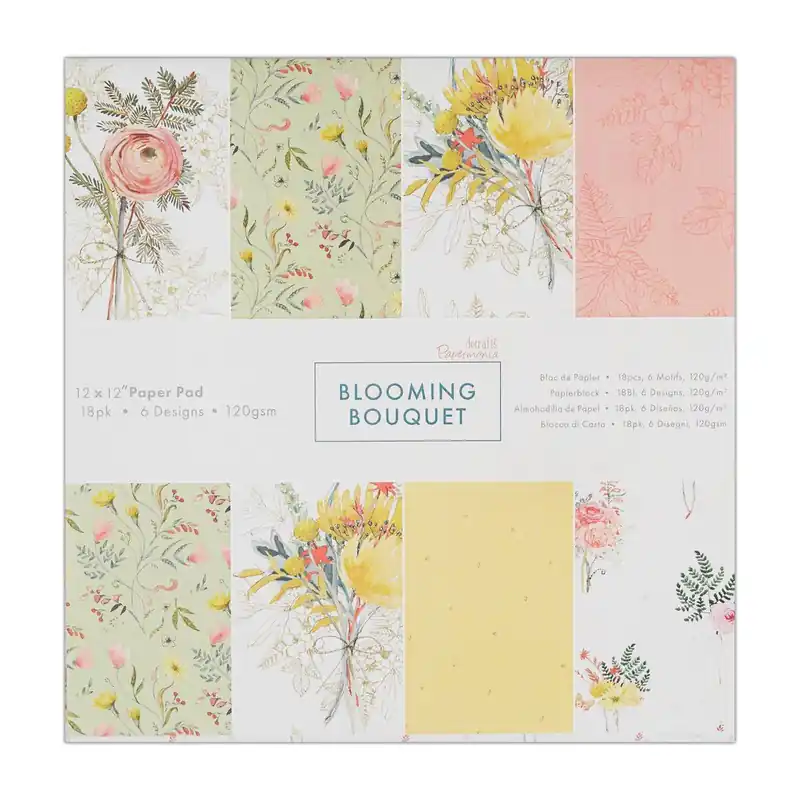 Special Discount Papermania Blooming Bouquets Paper Pad 12 x 12 Inches 18 Sheets