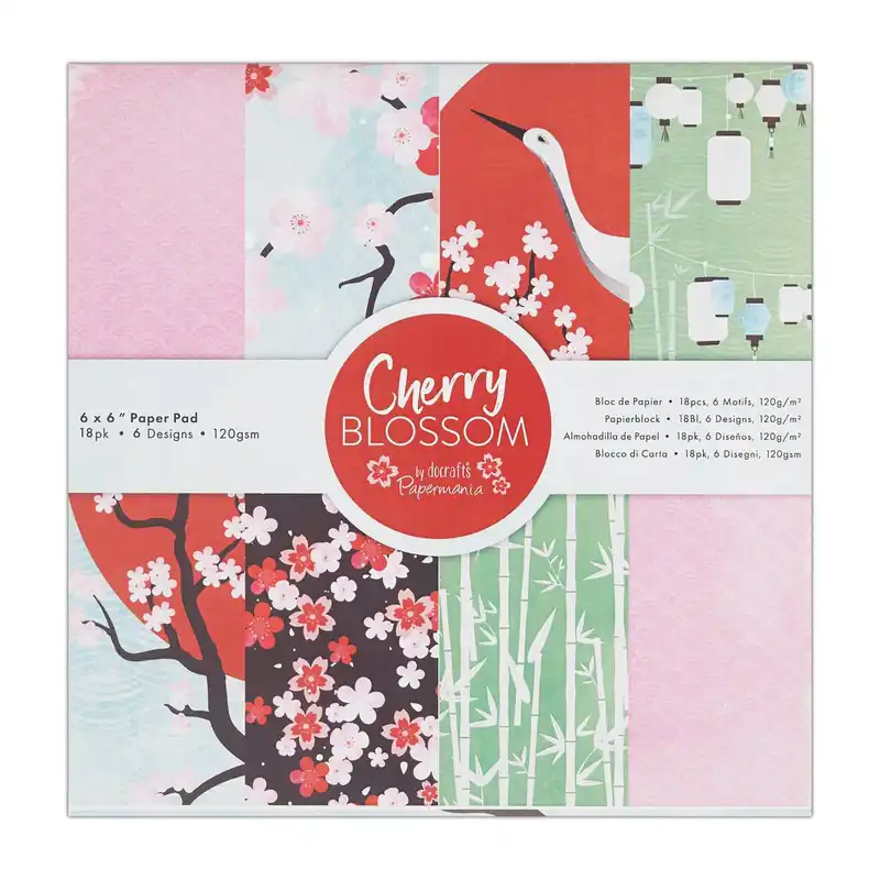 Papermania Cherry Blossom Paper Pad 6 x 6 Inches 18 Sheets Direct From Factory