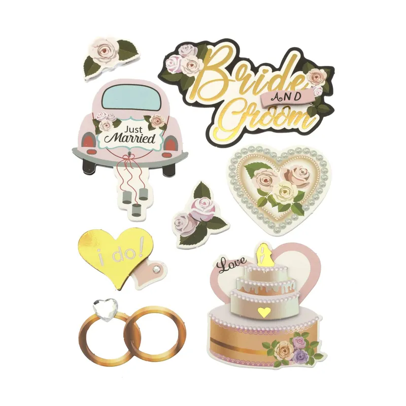 Free Shipping Just Married Card Toppers 8 Pack