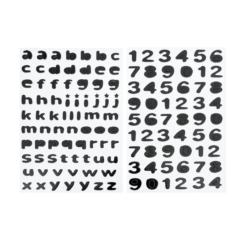 Black Puffy Lowercase Alphabet Stickers 128 Pieces Fan Favorite