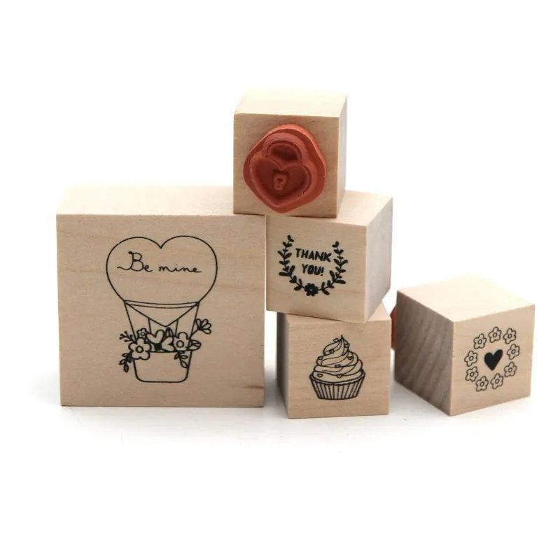Free Returns Hot Air Balloon Wooden Stamp Set 5 Pieces