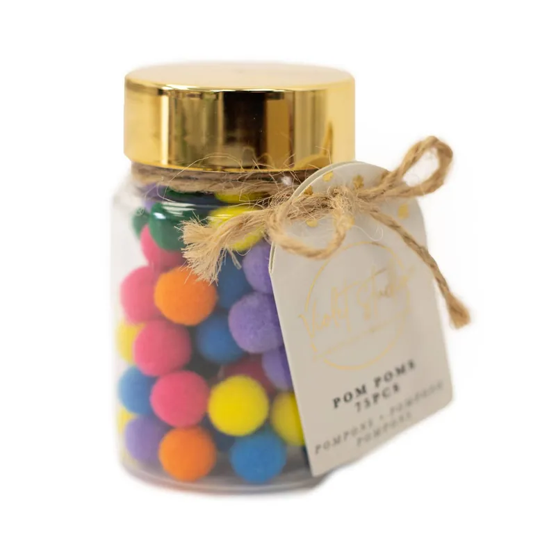 Violet Studio Bright Pom Poms Jar 75 Pack Genuine