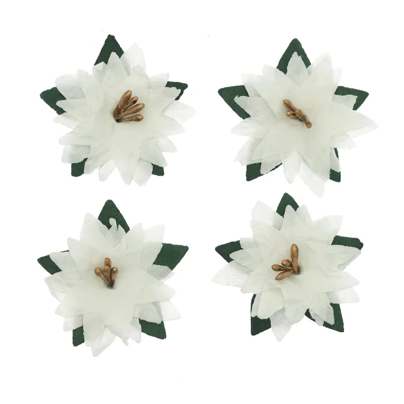 White Poinsettia Embellishments 4 Pack Top Pick