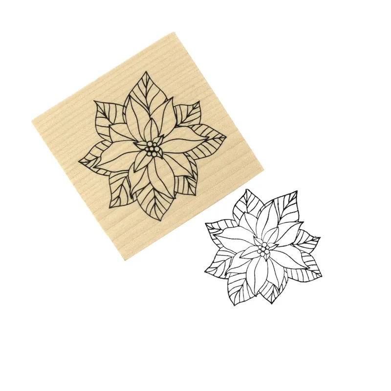 Poinsettia Wooden Stamp 5cm Seasonal Sale