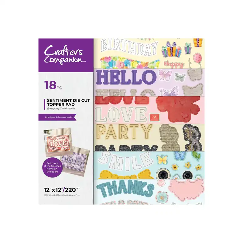 Affordable Crafter’s Companion Everyday Sentiment Die-Cut Topper Pad 12 x 12 Inches
