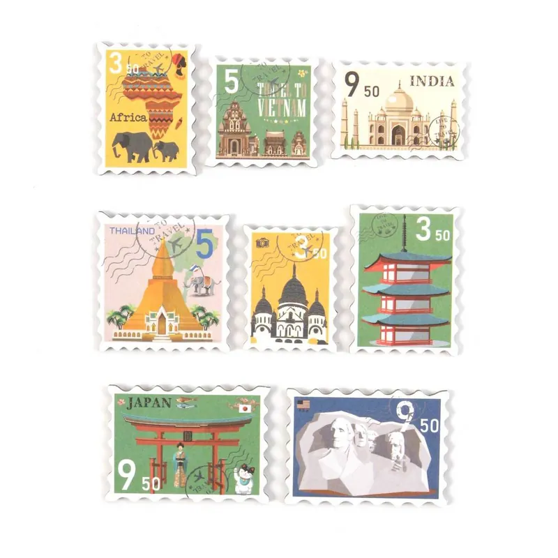 Certified Travel Stamp Chipboard Stickers 8 Pack