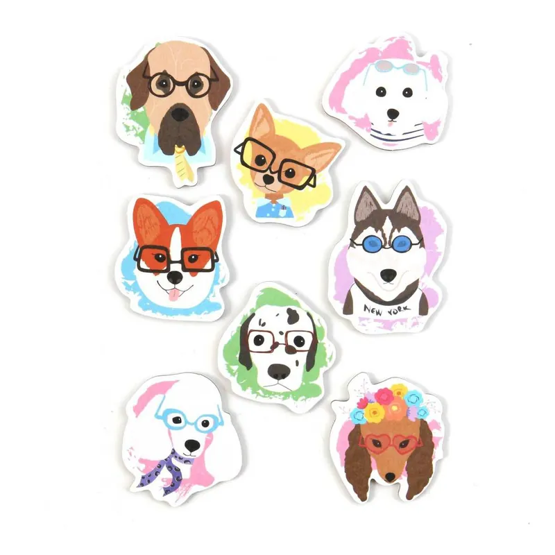 Dog Character Chipboard Stickers 8 Pack No Minimum Order