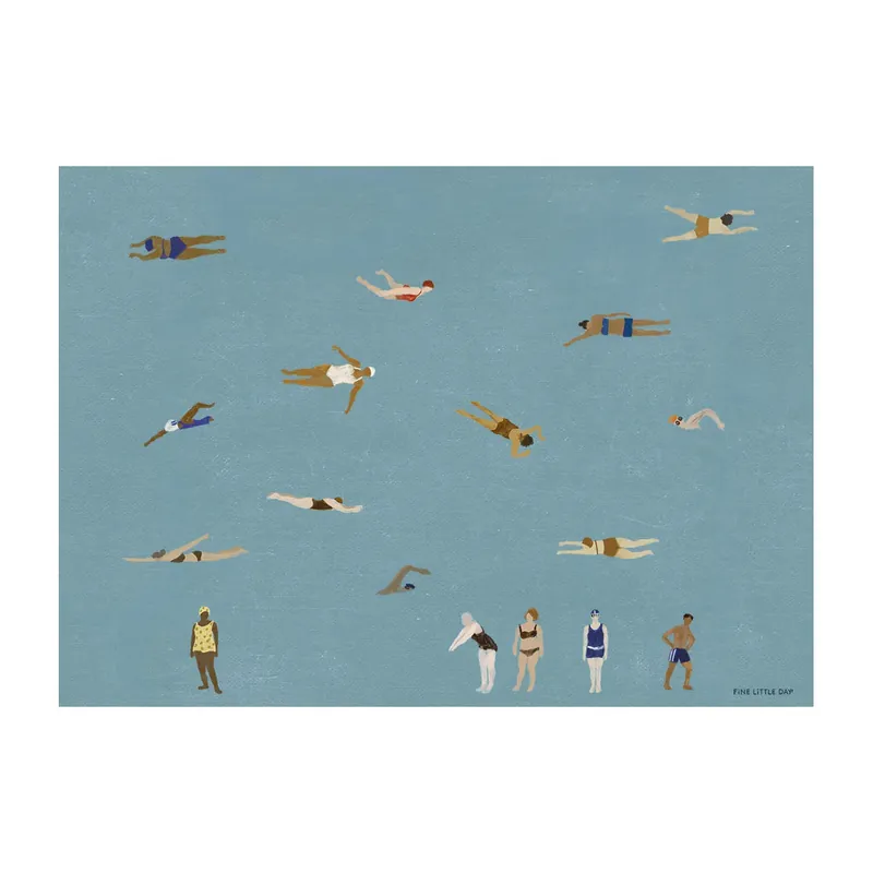 Swimmers poster, Blue, 50x70 cm Affordable