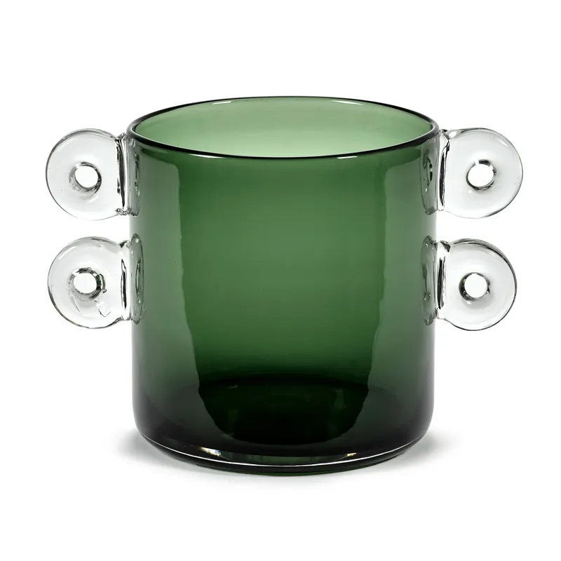 Viral Wind & Fire vase with handles 18 cm, dark green