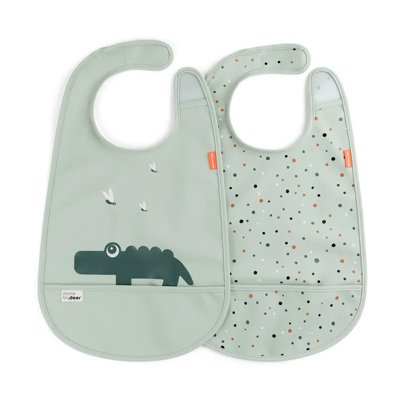Croco bib with Velcro 2-pack, Green Top Rated