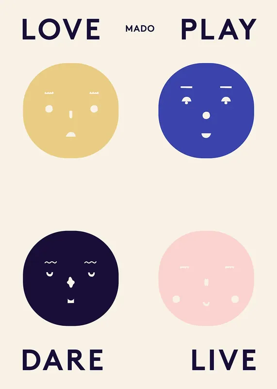 Four Feelings poster, 50x70 cm Handmade