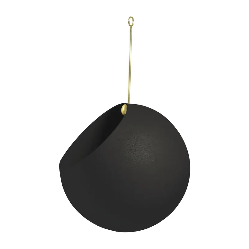 GLOBE hanging pot Ø17 cm h28 cm, Black Handmade