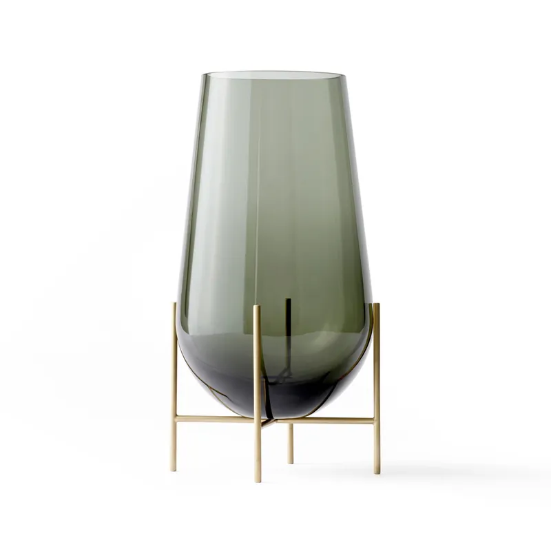 Échasse medium vase, smoke-coloured glass Free Returns