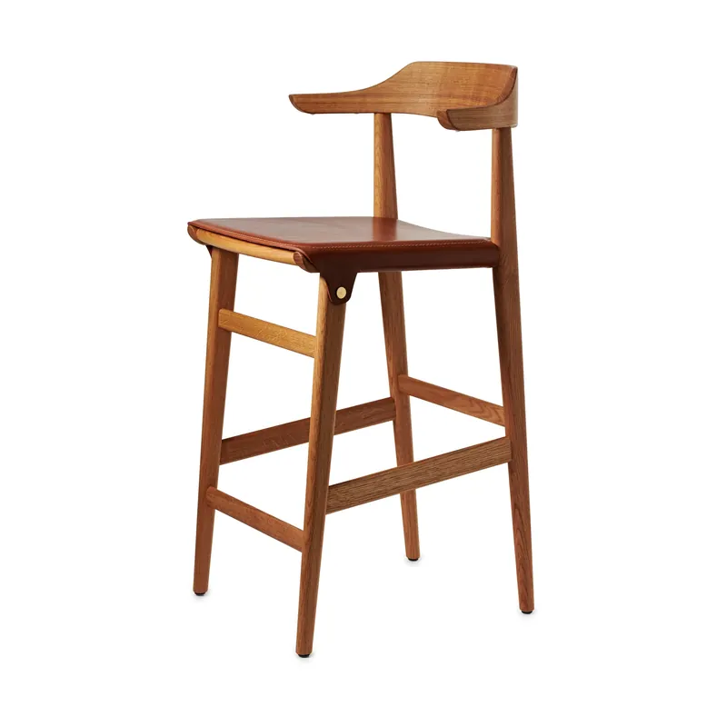 Hedda bar stool, Oak-pure-Tärnsjö leather cognac High Quality