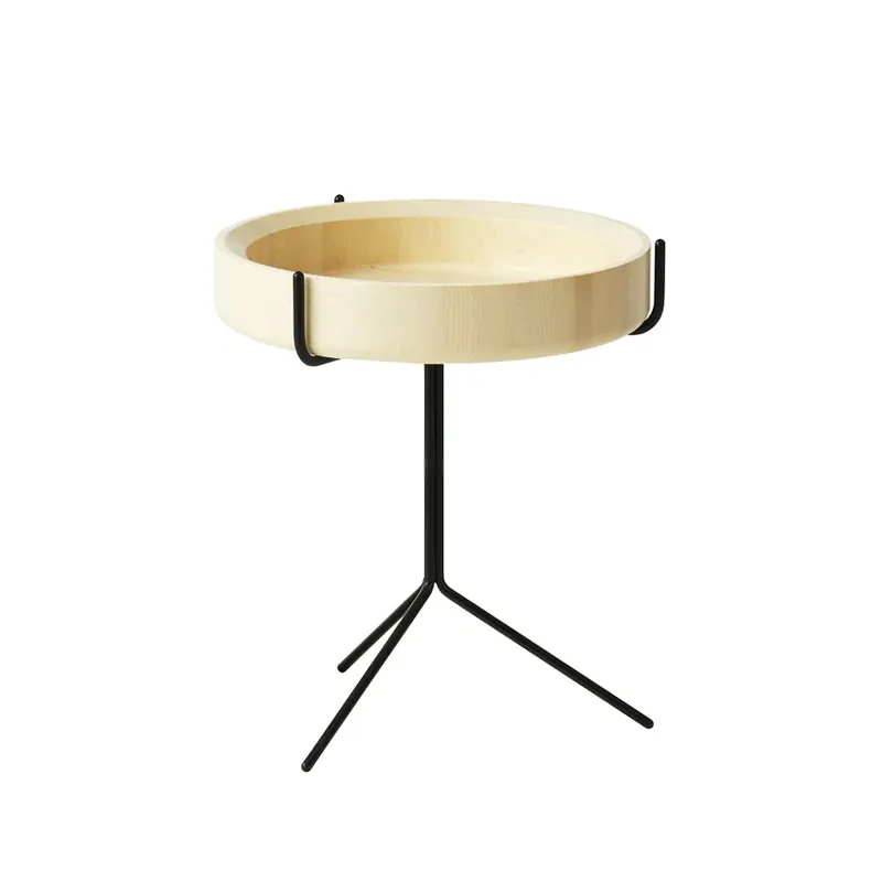 Drum table, Natural lacquer-h.36cm-black stand Low Price