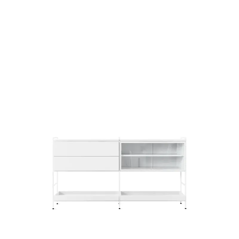 Molto Medium side table, White, 2 sections with display case Deal