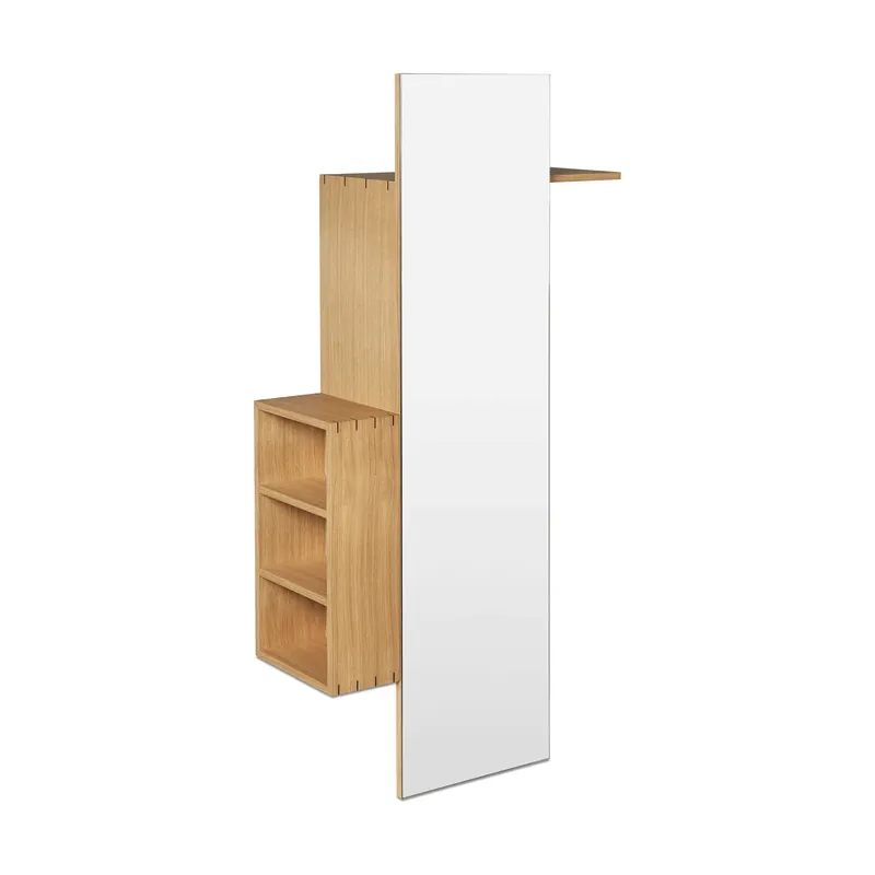 Bon hallway cabinet coat rack with mirror, Oiled Oak Premium
