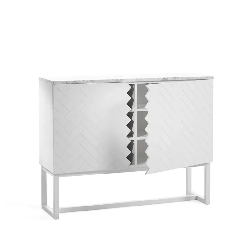 Save Now Story Side table, White, white marble top, white stand