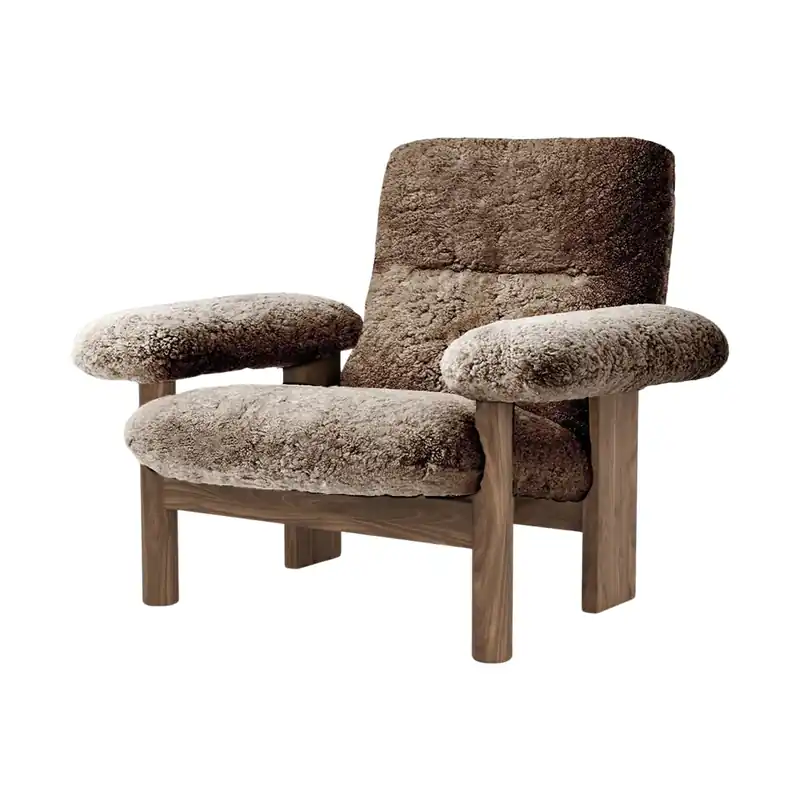 Brasilia armchair, Oiled oak-Bouclé 02 beige Markdown