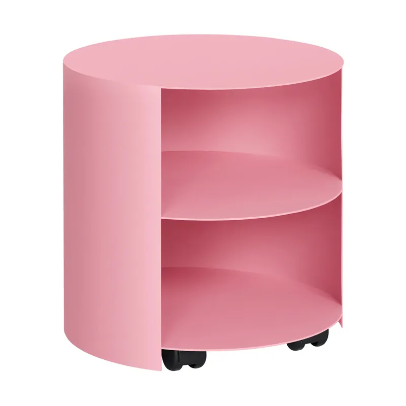 Hide side table Ø38x41 cm, Jet black textured Genuine
