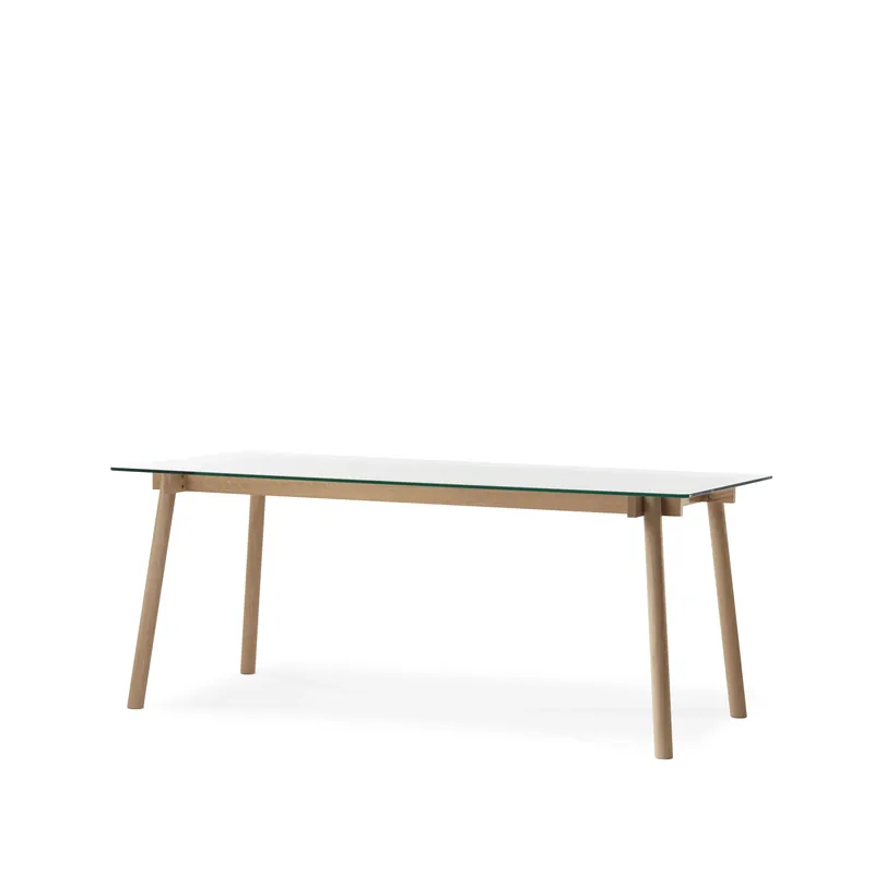 Corners dining table, Oak white oil.glass Weekend Sale