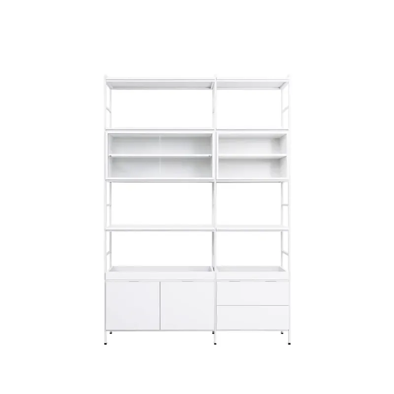 Worldwide Shipping Molto High shelving system, White, 2 sections