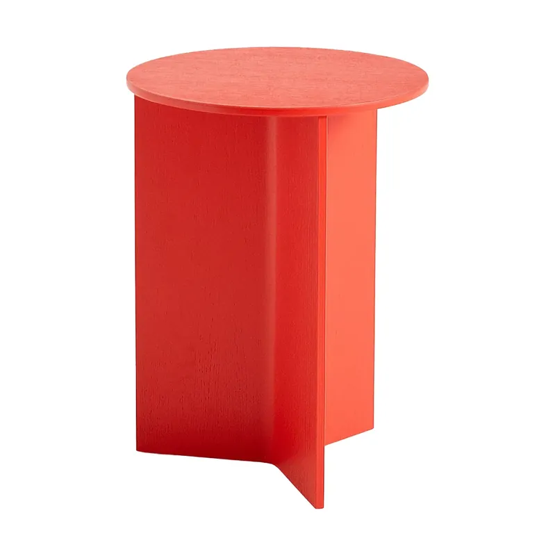Slit high side table Ø35 cm, Pink lacquered oak High Quality