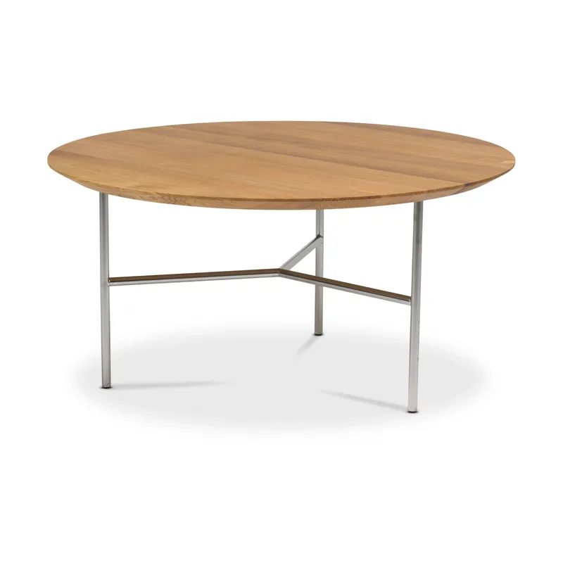 Authentic Tribeca coffee table, oak oil rustic, black legs, ø80