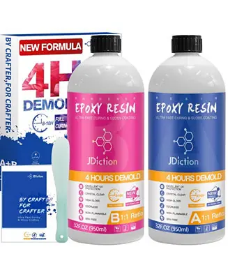 Fast-Cure Epoxy Resin Kit - 64oz Crystal Clear, Bubble-Free & UV-Resistant for Jewelry, Art & Crafts (4-Hour Demold, Self-Leveling Formula) Deal