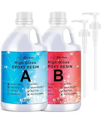 Crystal Clear High Gloss Epoxy Resin Kit - 2 Gallon Self-Leveling Casting Resin & Hardener For Jewelry, Tabletops, Wood & Molds Bulk Order