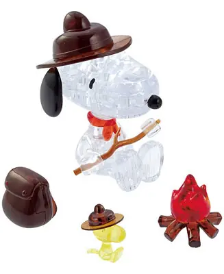 Genuine Bepuzzled 3D Crystal Puzzle Peanuts Snoopy Campfire, 43 Pieces