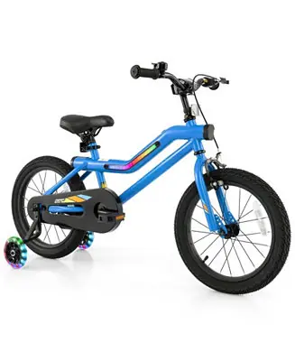 One Day Deal 16-Inch Kids Bike with LED Lights, Adjustable Seat, and Training Wheels, Lightweight for Ages 4-8