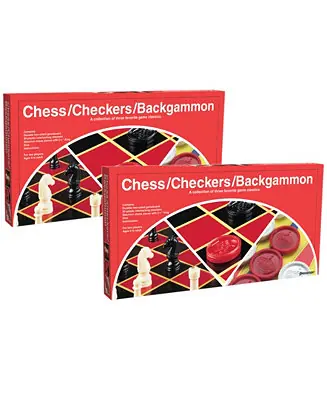 Chess, Checkers, Backgammon Board Game, Pack of 2 Buy Today