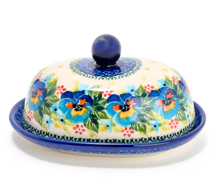 Lidia's Polish Pottery Hand Painted Oval Butter Dish In Demand