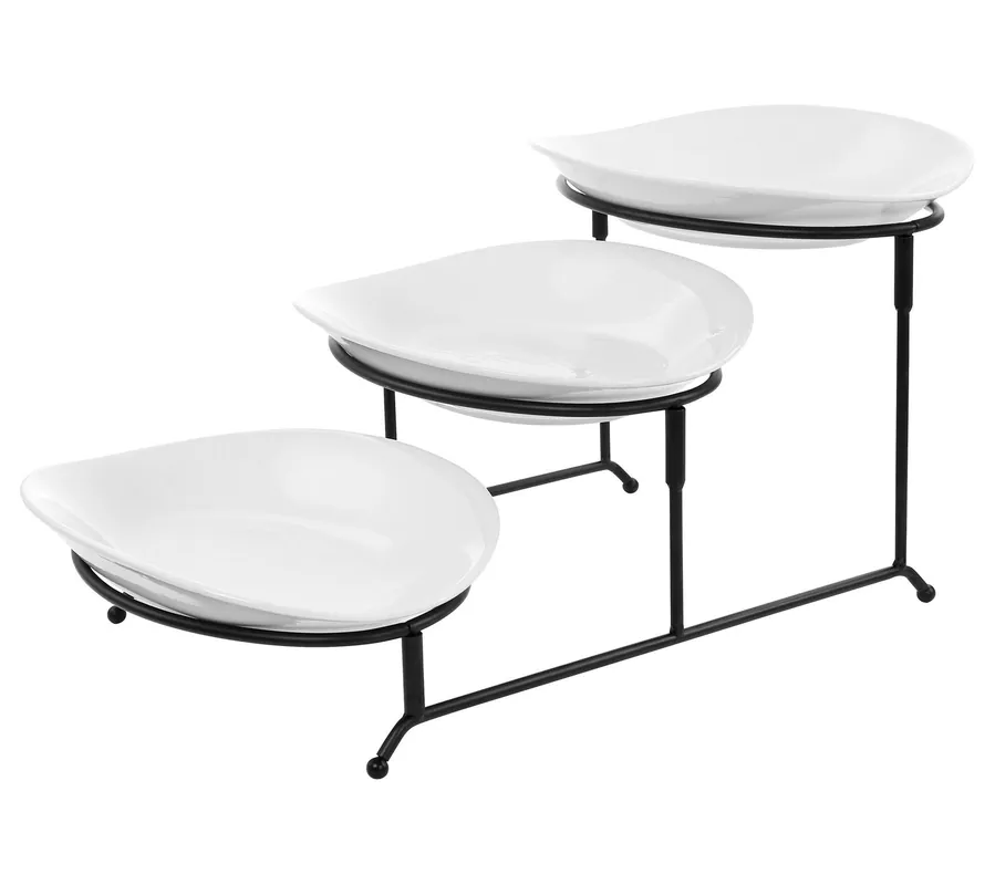 Time-Limited Elama 3 Tier Oval Plate Porcelain Serveware Set