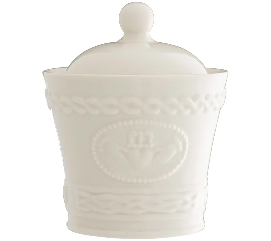 Original Belleek Classic Claddagh Sugar Bowl