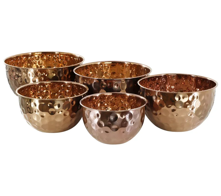 Get Yours MegaChef Hammered Texture 5Pc Metal Serving Bowl Set
