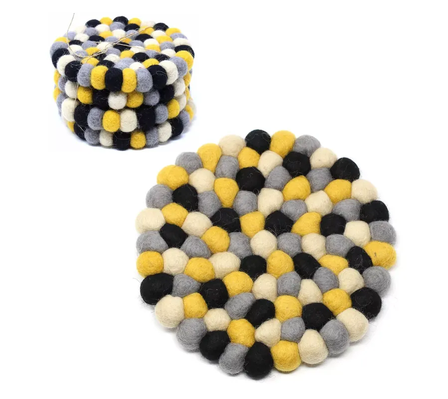 Express Delivery Global Crafts Handcrafted Felt Trivet & CoasterChakra Set