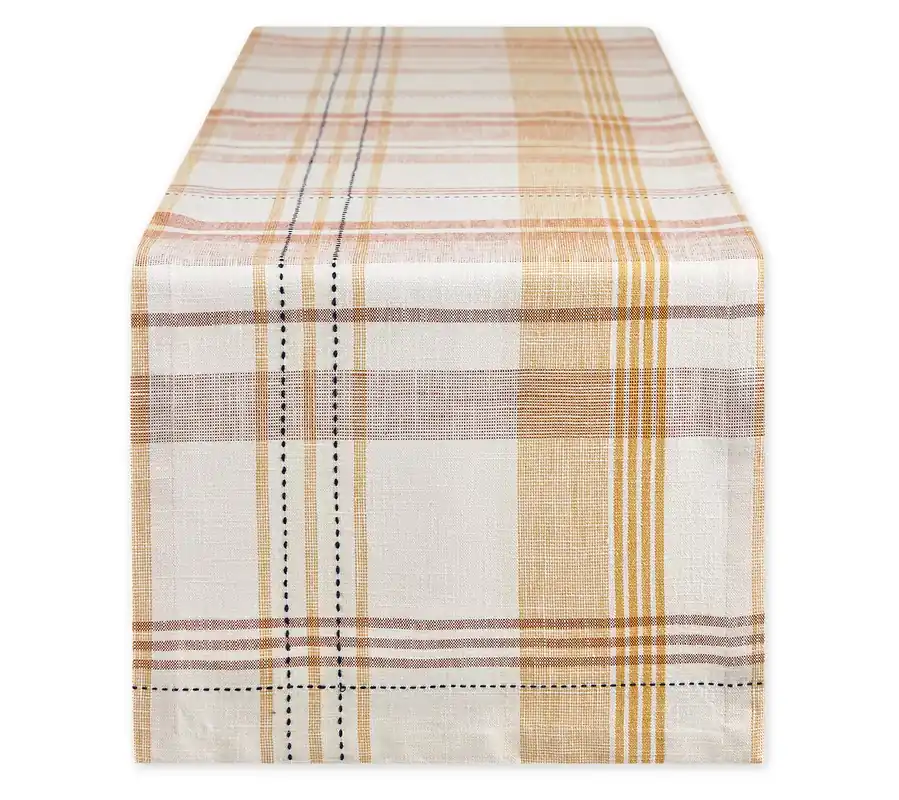 Design Imports Veranda Plaid Table Runner 14"x108" Handmade