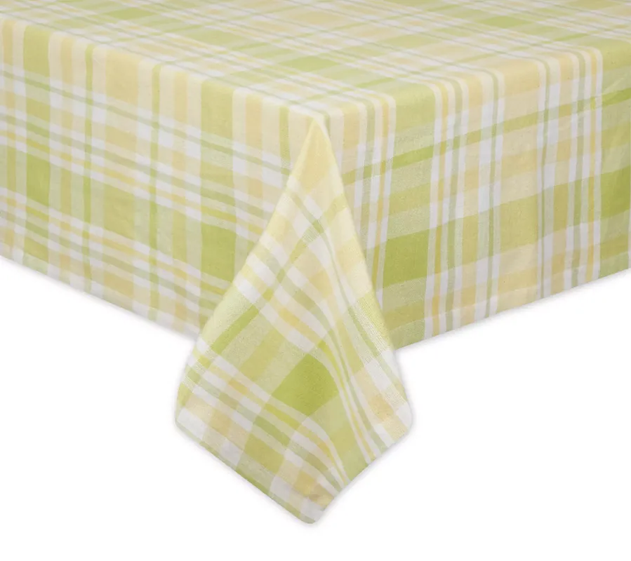 Design Imports 60" x 84" Lemon Bliss Plaid Tabl ecloth Crafted