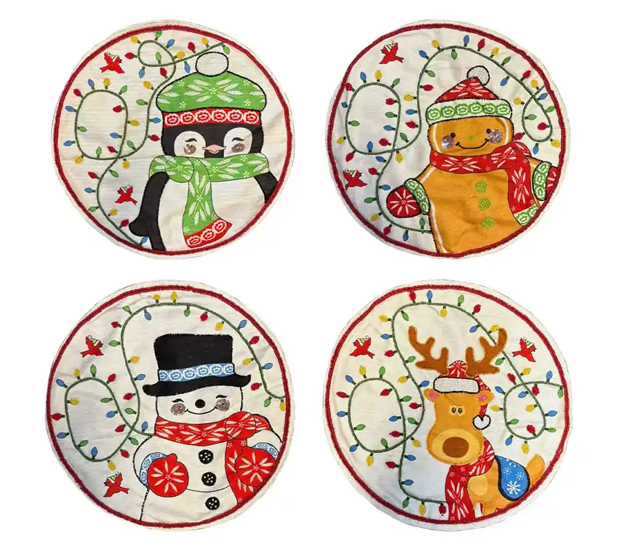 "As Is" Temp-tations Holiday S/4 Placemats with Beaded Free Returns