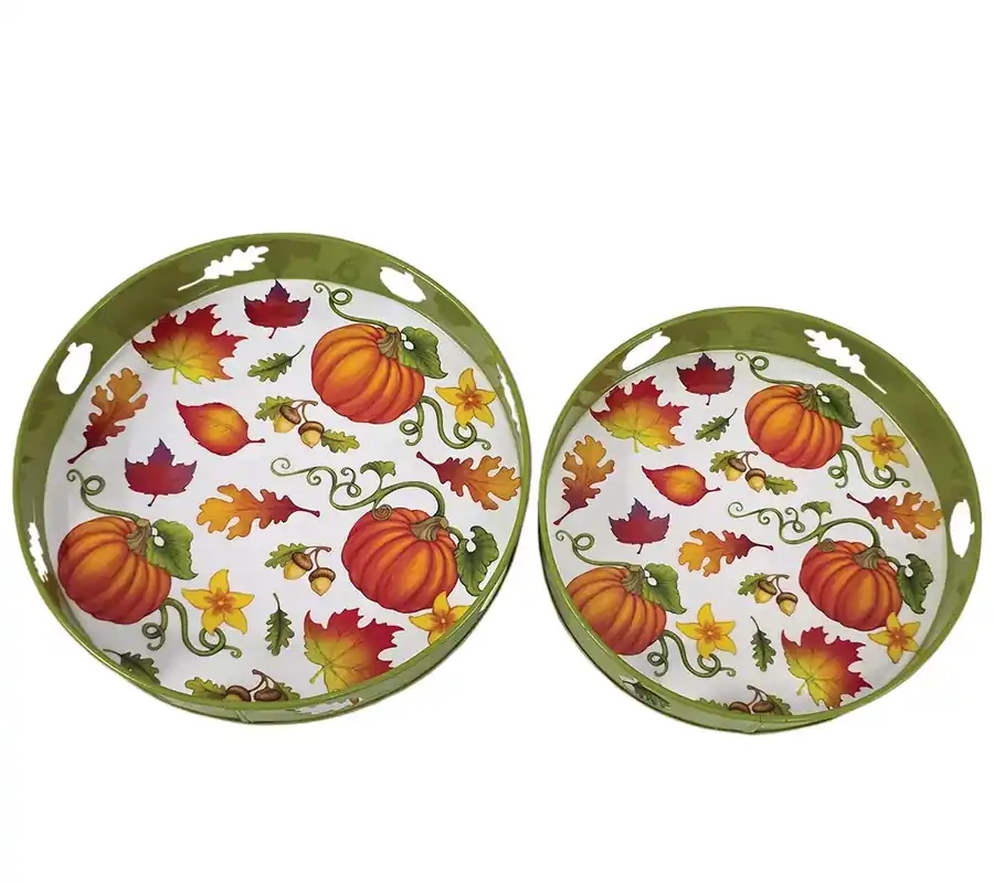 Authentic "As Is" Temp-tations Set/2 10" & 12" Round Nesting Metal Trays