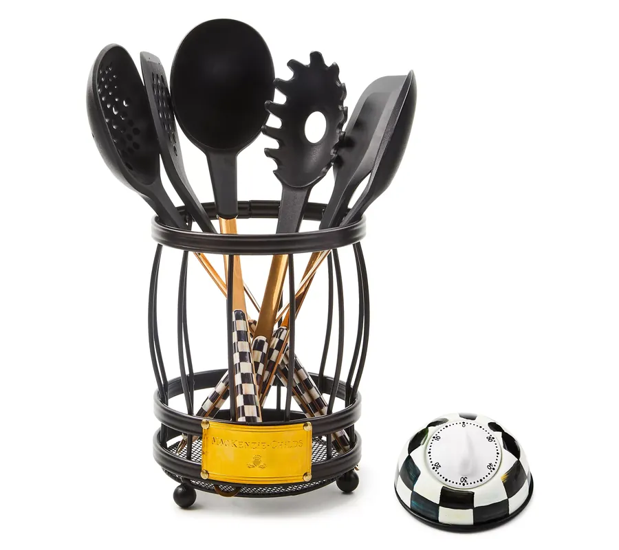 MacKenzie- Childs Kitchen Utensil Set with Holder and Timer High Quality
