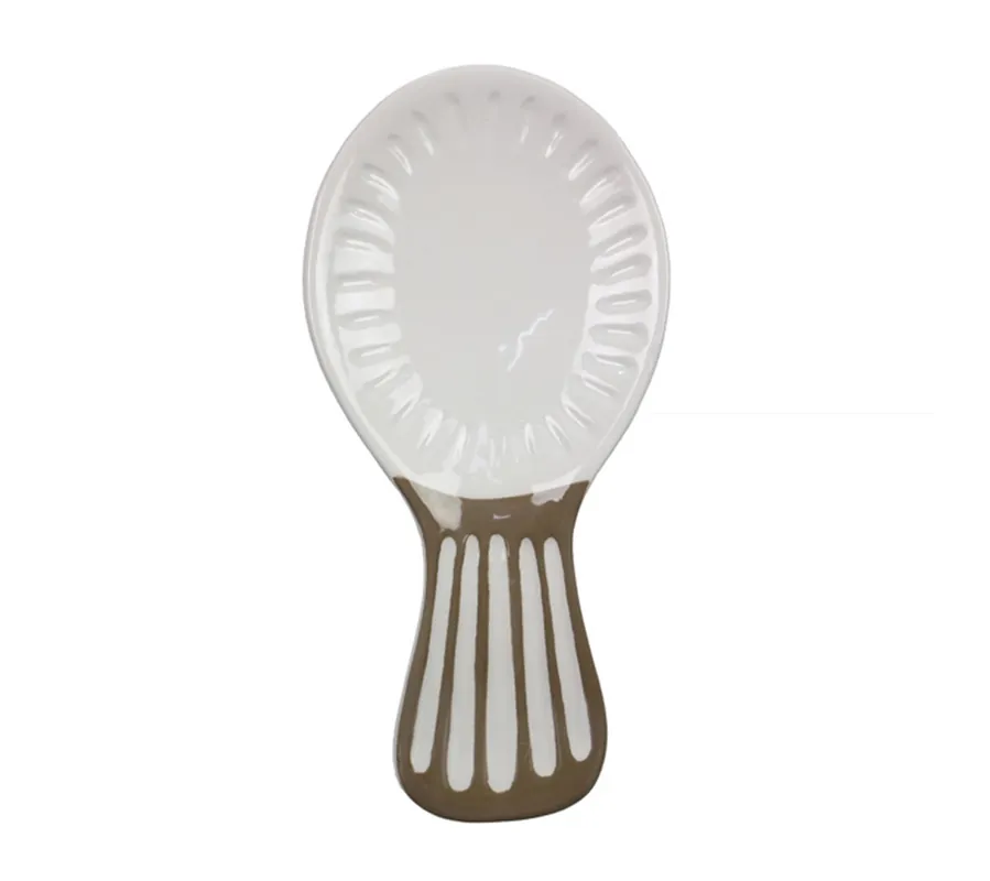 Young's Ceramic Inspirational Home Spoon Rest w/ Wood Spoon Modern
