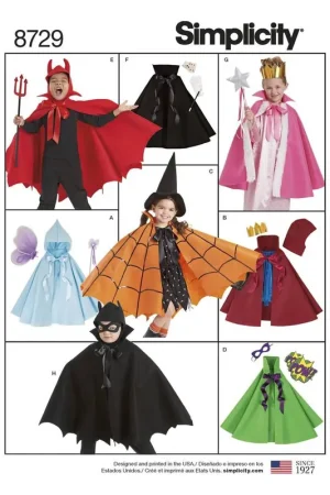 Fast Shipping Simplicity Kids’ Cape Costume Sewing Pattern 8729 (S-L)
